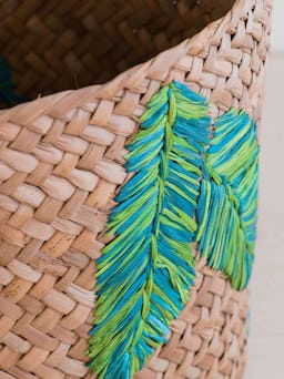 Banana Leaf Embroidery Soft Woven Basket - Plant Baskets: additional image