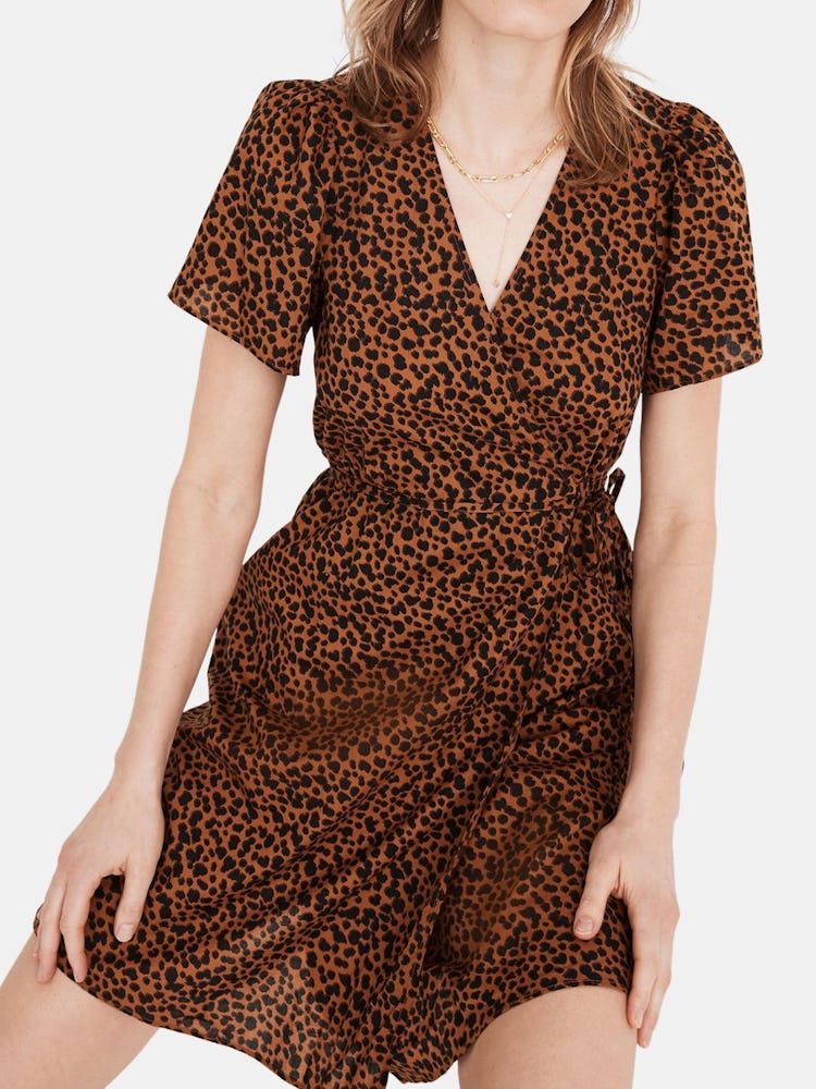 Flutter-Sleeve Wrap Mini Dress: image 1