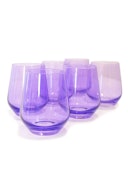 Colored Stemless Wine Glasses in Lavender - Set of 6: image 1