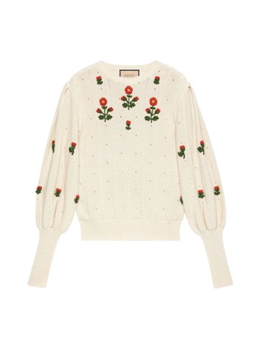 Round Neck Floral Sweater: image 1