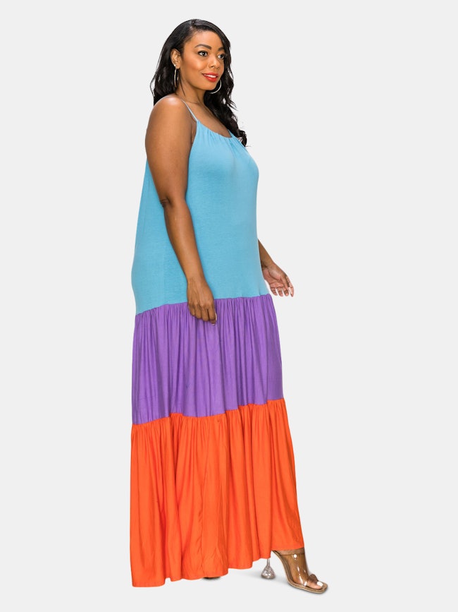 Colorblock Cami Neck Maxi Dress: additional image