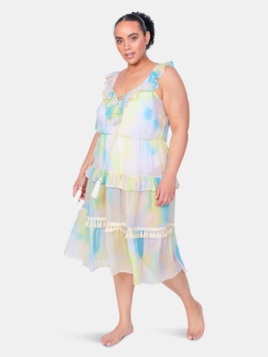 Tiered Lolly Cover Up Dress with Lace Up Front: additional image