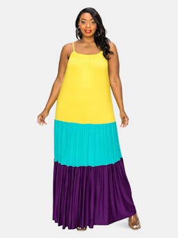 Colorblock Cami Neck Maxi Dress: additional image