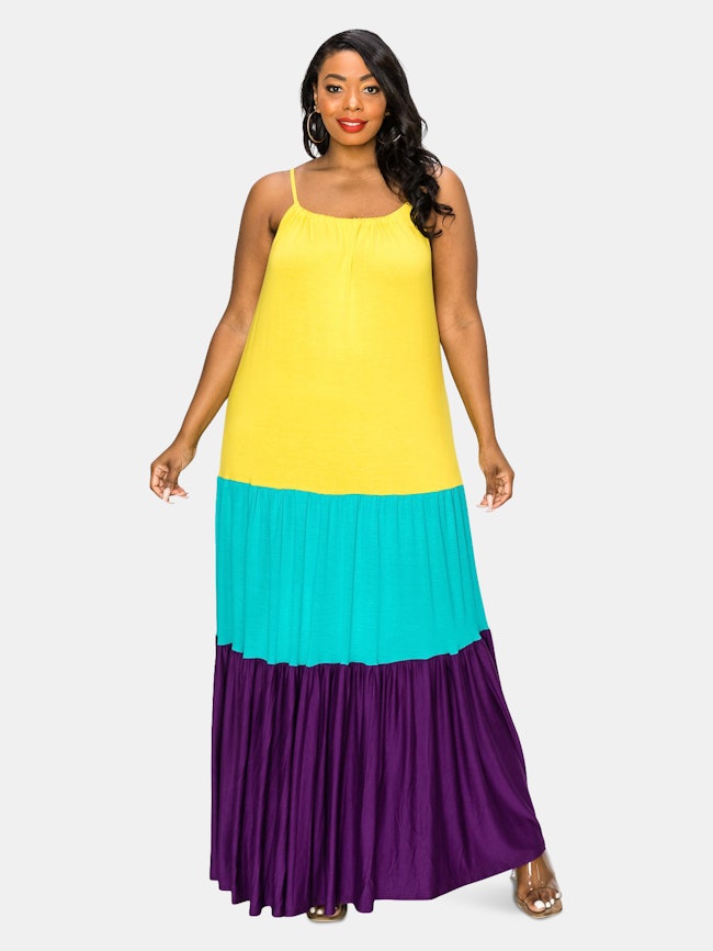 Colorblock Cami Neck Maxi Dress: additional image