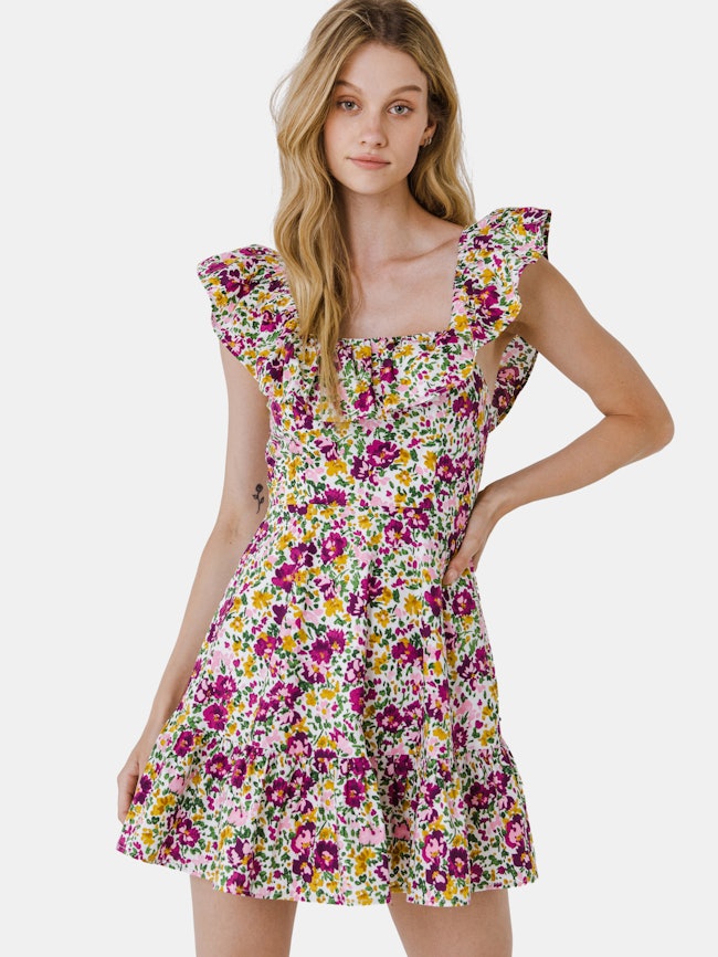 Floral Print Ruffled Dress: image 1
