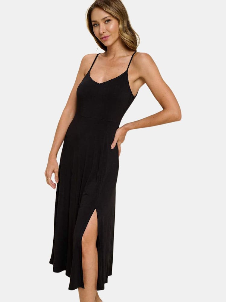 Lilah Solid Strap Dress: image 1