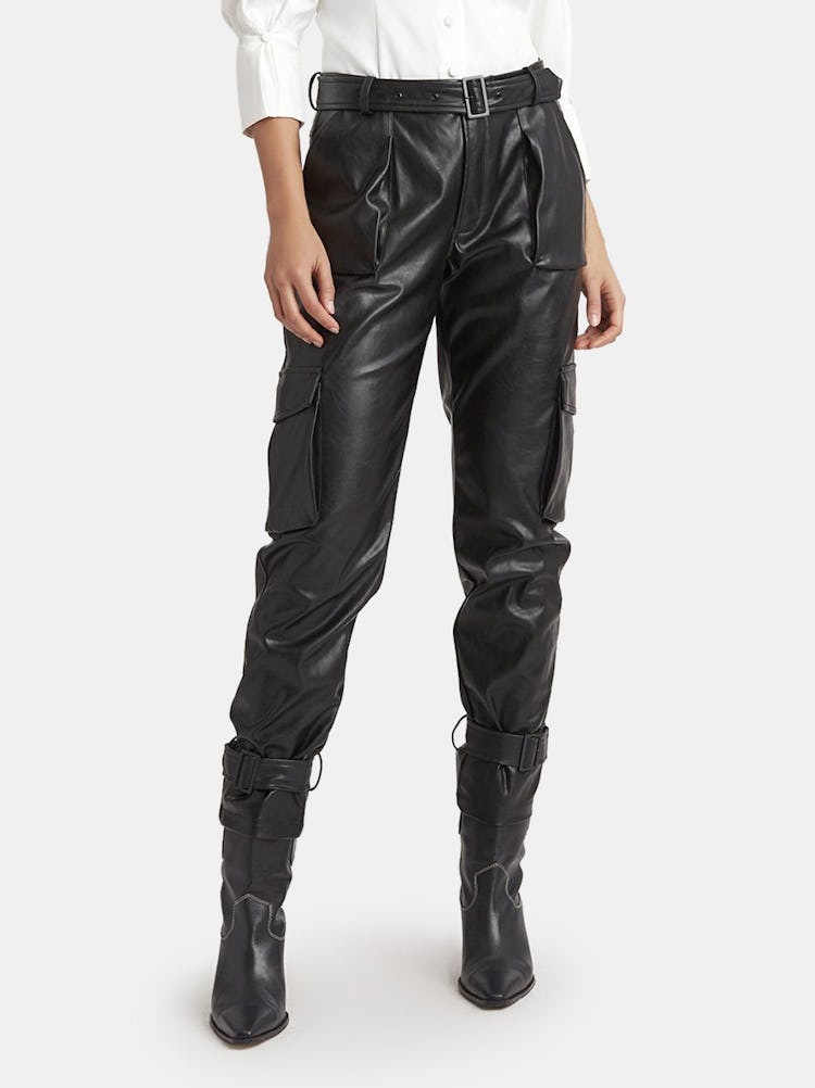 Bridget Buckled Cuff Vegan Leather Pants: image 1