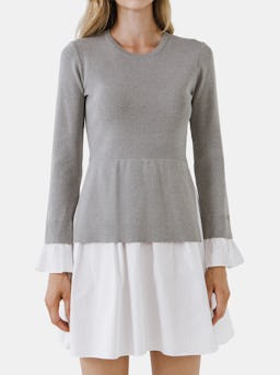 Poplin Combo Knit Dress: additional image