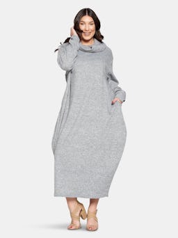 Neck Cowl Sweater Rib Dress: additional image