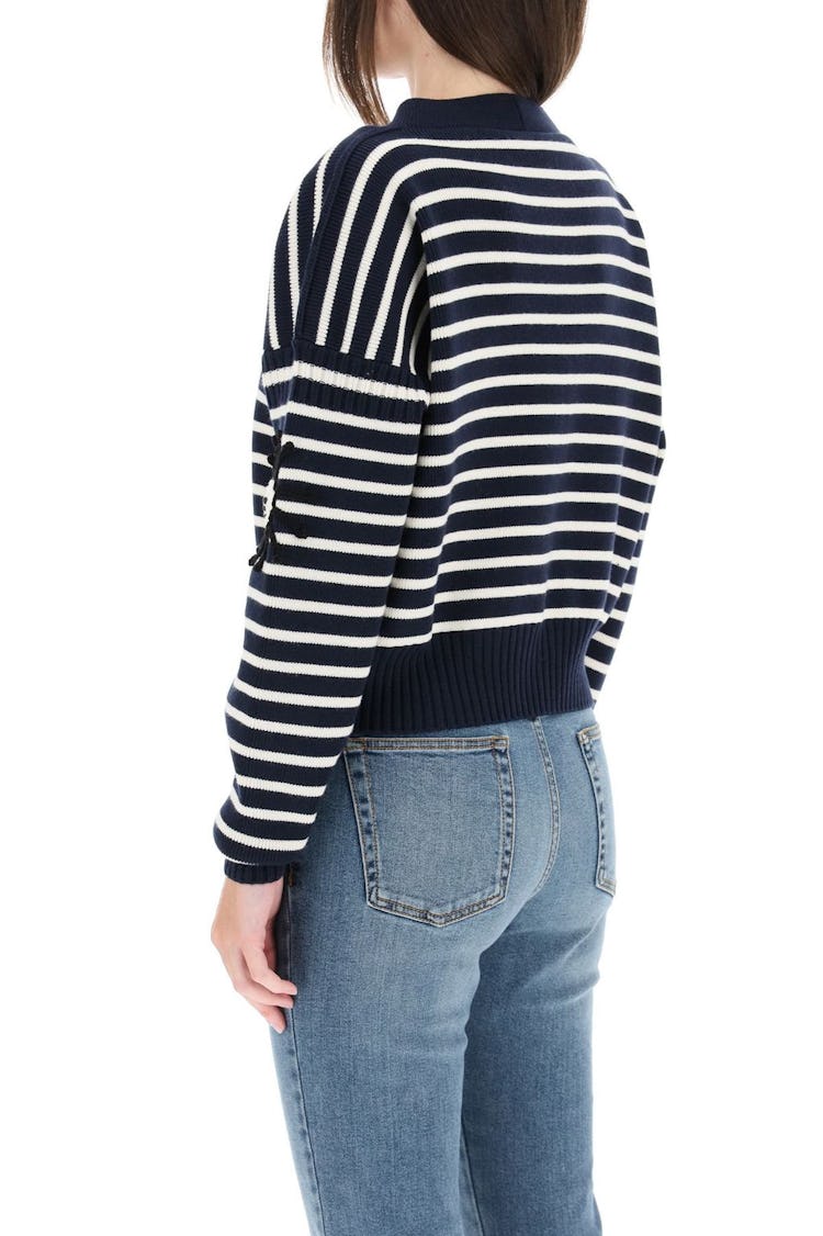 Alexander Mcqueen Striped Cardigan With Crochet Embroidery: additional image