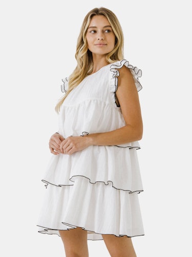 Contrast Detail Babydoll Dress: additional image