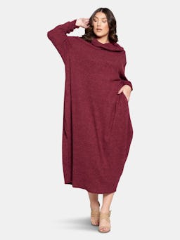 Neck Cowl Sweater Rib Dress: additional image