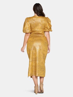 Cheetah Foil Wrap Top and Midi Skirt Set: additional image