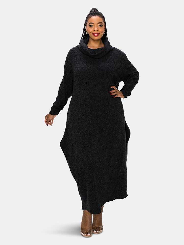 Neck Cowl Sweater Rib Dress: image 1