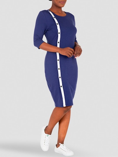 Pauline Snap Button Knee Length Sheath Dress: image 1