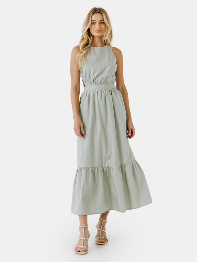 Elastic Detail Sleeveless Dress: image 1