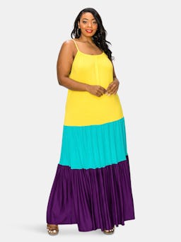 Colorblock Cami Neck Maxi Dress: additional image