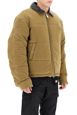 Heron Preston Down Jacket With Leather Collar: additional image