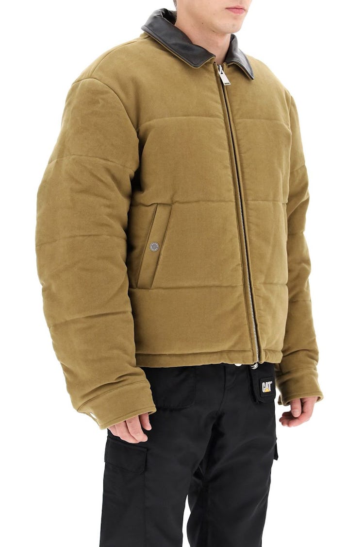 Heron Preston Down Jacket With Leather Collar: additional image