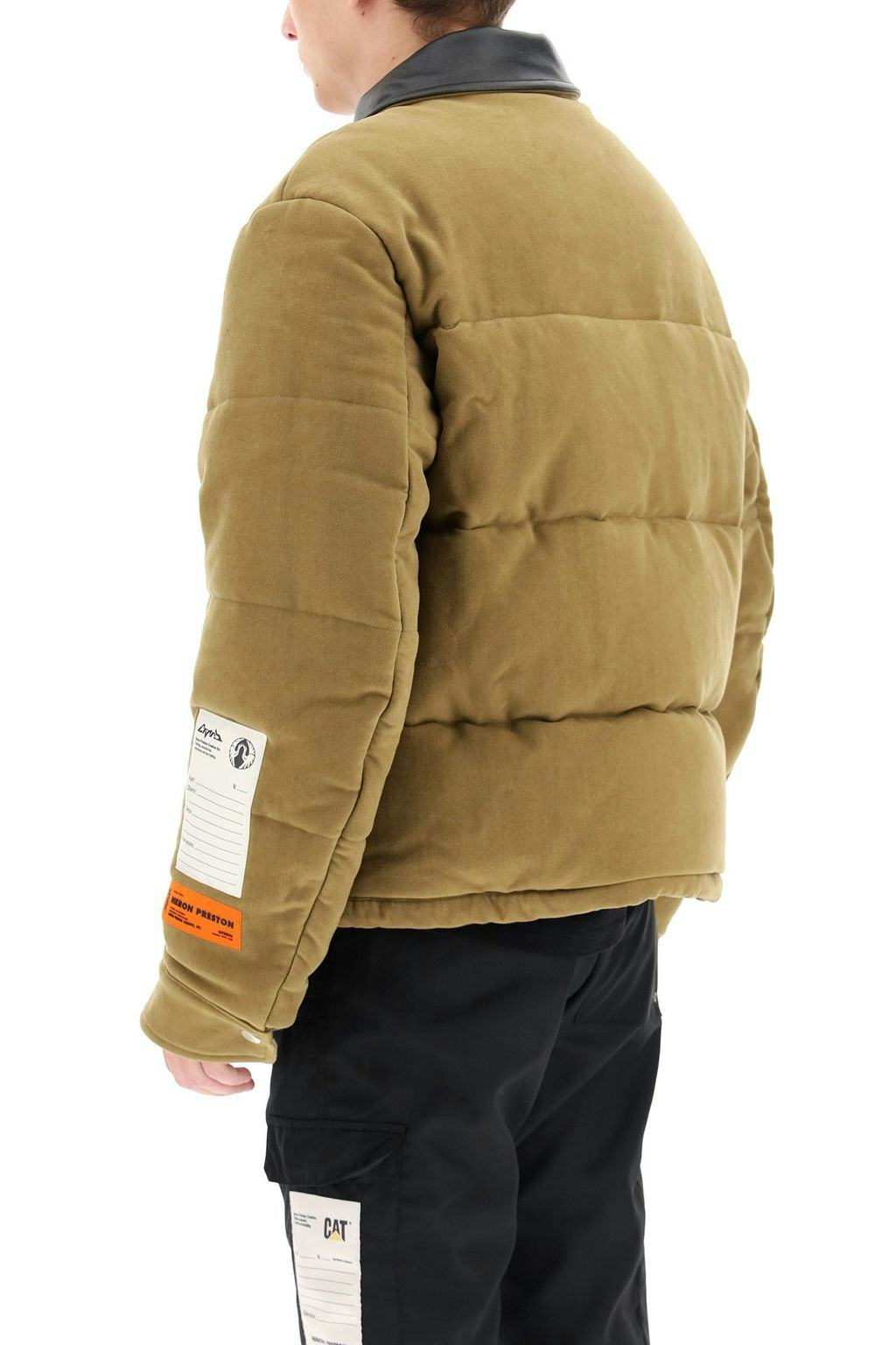 Heron Preston Down Jacket With Leather Collar: image 1