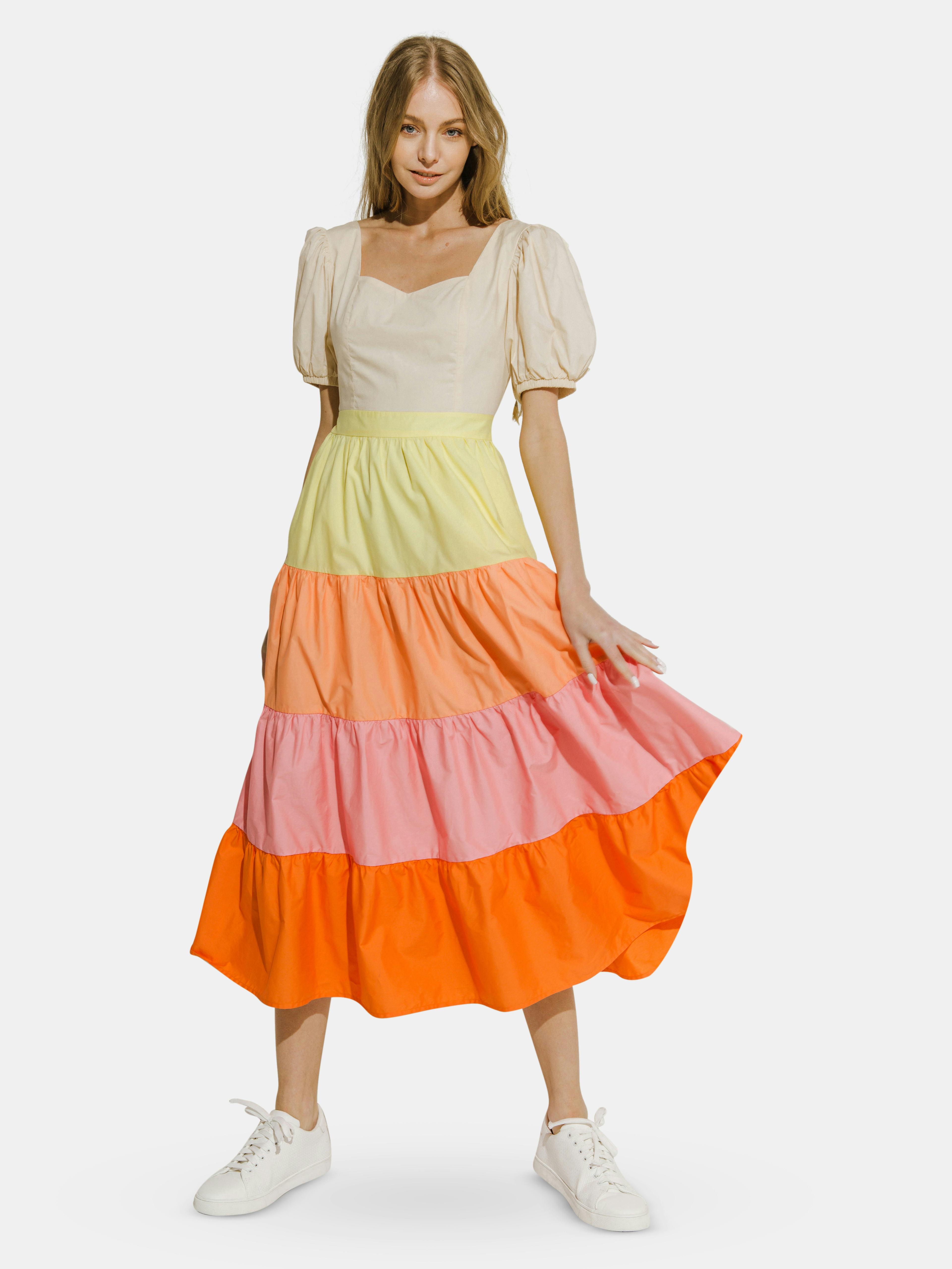 english factory colorblock midi dress