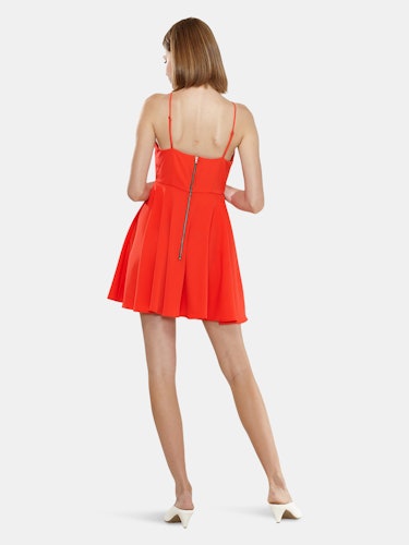 V-neck Spaghetti Strap Cocktail Dress in Poppy Red: additional image