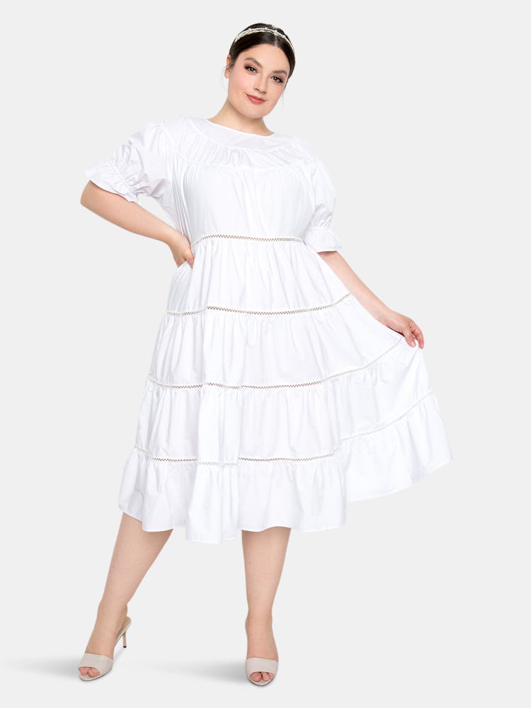 Tiered Poplin Dress: image 1