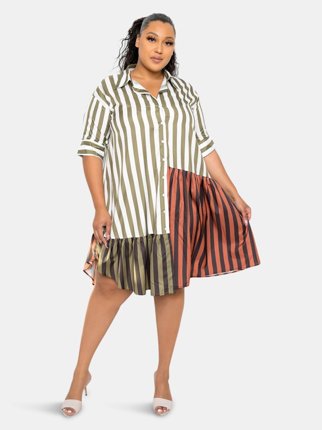 Patchwork Stripe Shirt Dress: additional image