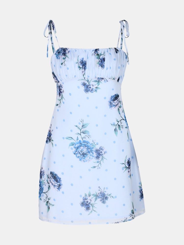 Blossom Mini Dress- Dusty Blue Floral: image 1