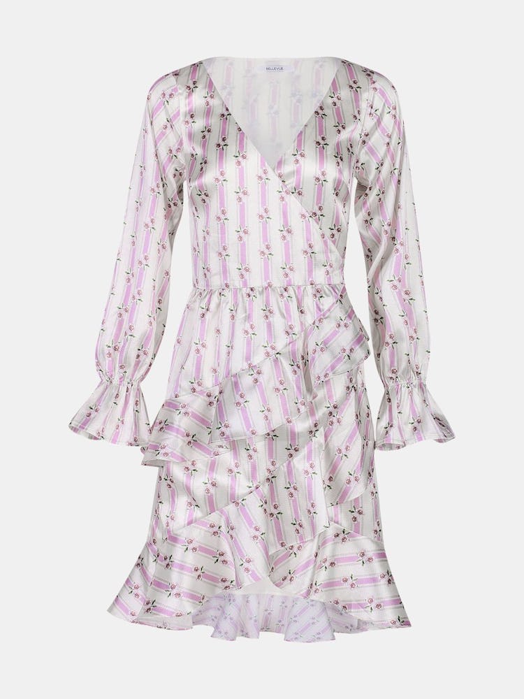 Greta Wrap Dress - Floral Stripe: additional image