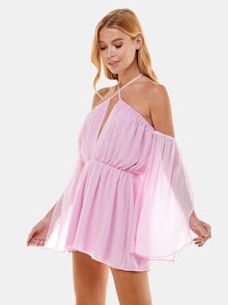 Slit Sleeve Flowy Romper: additional image