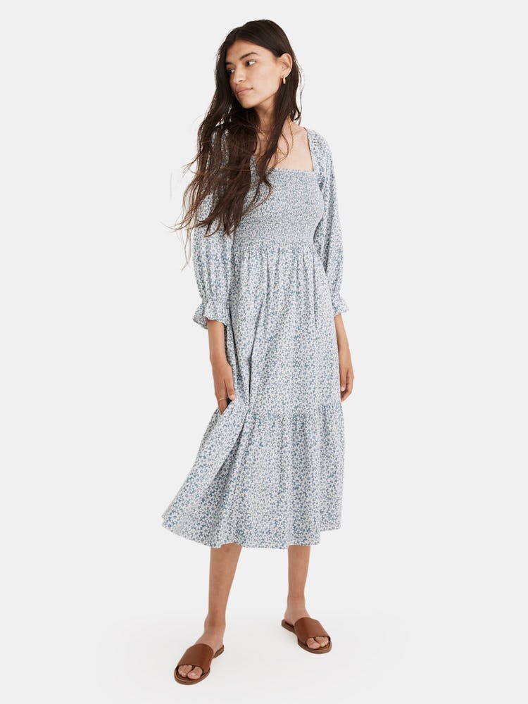 Long Sleeve Smocked Midi Dress: image 1