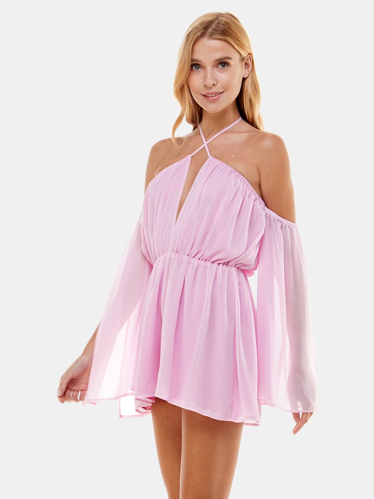 Slit Sleeve Flowy Romper: additional image