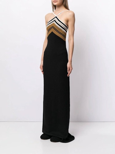 Crimp Knit Halter Striped Dress: additional image