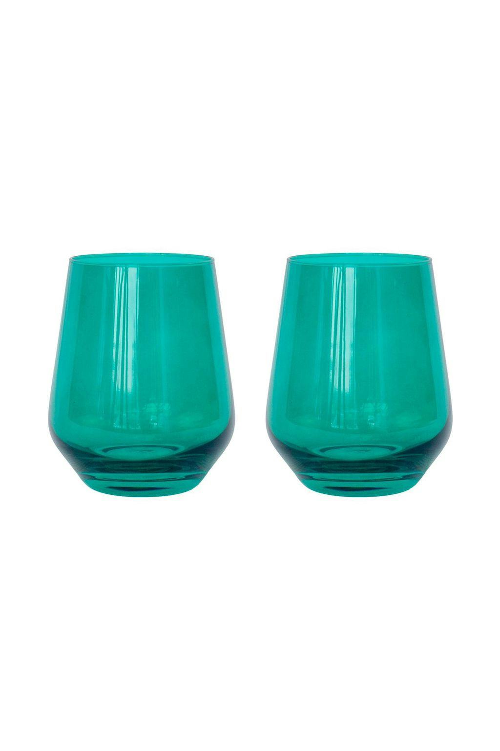 Colored Stemless Wine Glasses in Forest Green - Set of 2: image 1