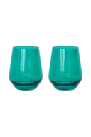 Colored Stemless Wine Glasses in Forest Green - Set of 2: image 1