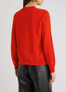 Red fine-knit wool jumper: additional image