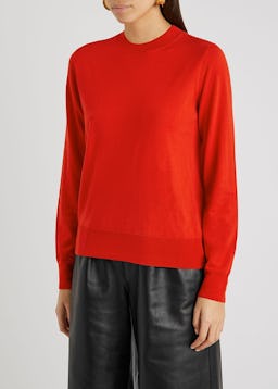 Red fine-knit wool jumper: additional image