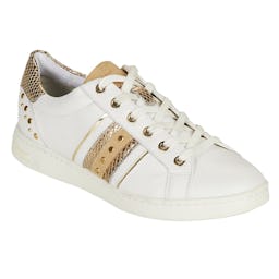 Geox Womens/Ladies Jaysen Leather Sneakers (White/Gold): image 1
