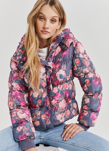 Floral Hooded Puffer Jacket: additional image