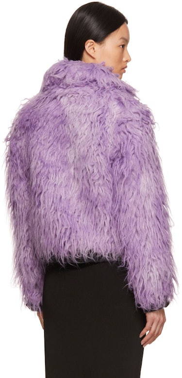 Purple 'The Shrunken Faux Fur Coat' Coat: additional image