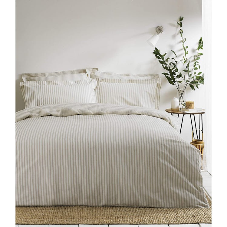 The Linen Yard Hebden Duvet Set (Natural/White) (King): image 1