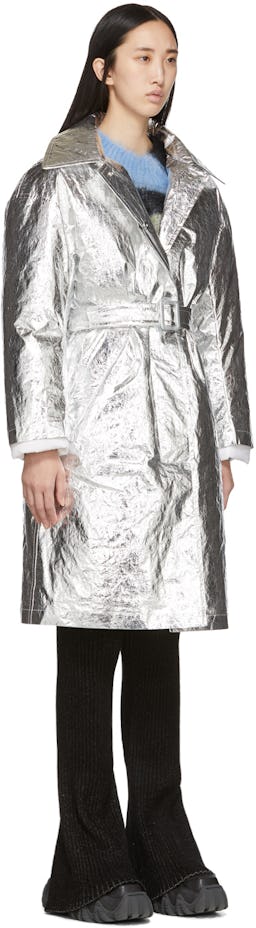 SSENSE Exclusive Silver Woolmark Mac Coat: additional image