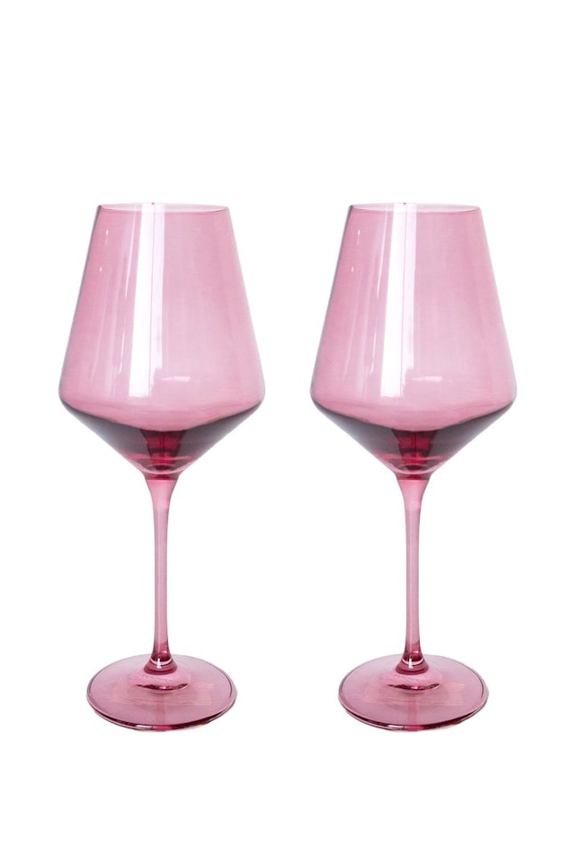 Colored Wine Stemware in Rose - Set of 2: image 1