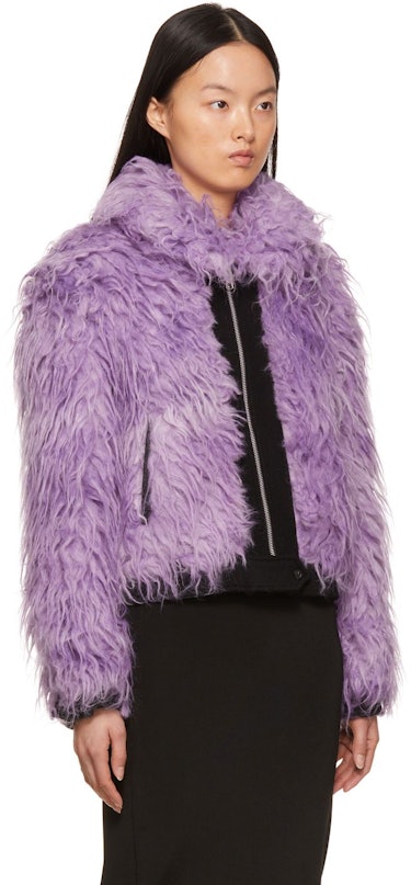 Purple 'The Shrunken Faux Fur Coat' Coat: additional image