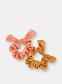 Bella Satin Hair Scrunchie Set In Rust And Coral: additional image