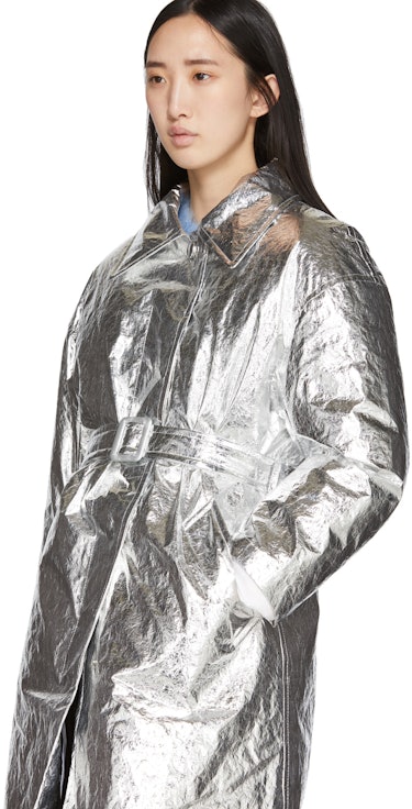 SSENSE Exclusive Silver Woolmark Mac Coat: additional image