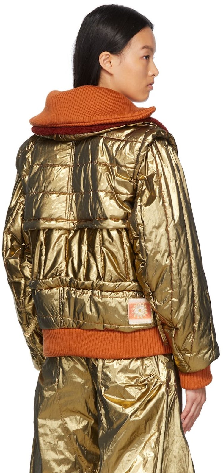 Quilted Metallic Bomber Jacket: additional image