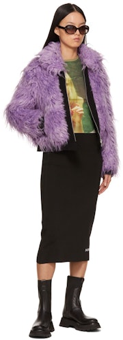 Purple 'The Shrunken Faux Fur Coat' Coat: image 1