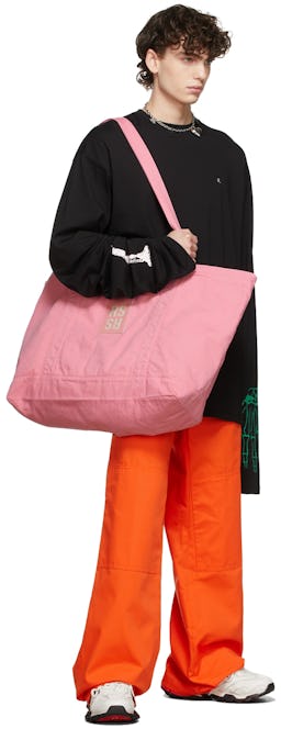 Pink Oversized Denim Tote Bag: additional image